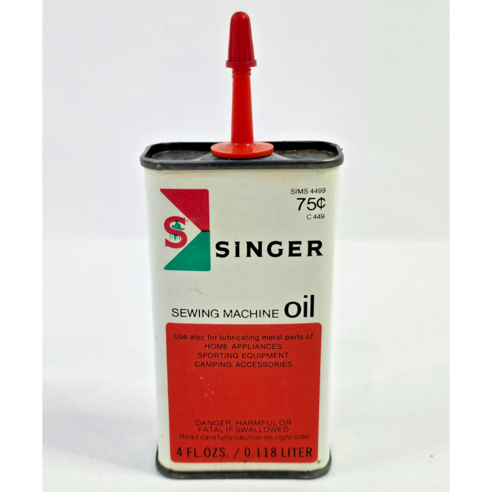 Vintage Singer Sewing Machine Tin Advertising Oil Can C449